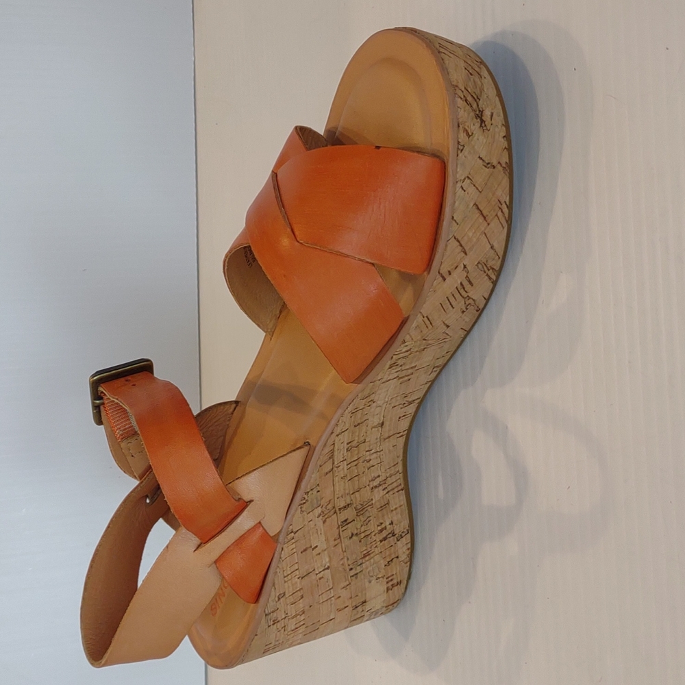 Kork-Ease "Ava" Colorblock Wedges - Orange (Kerala) With Natural Back Strap